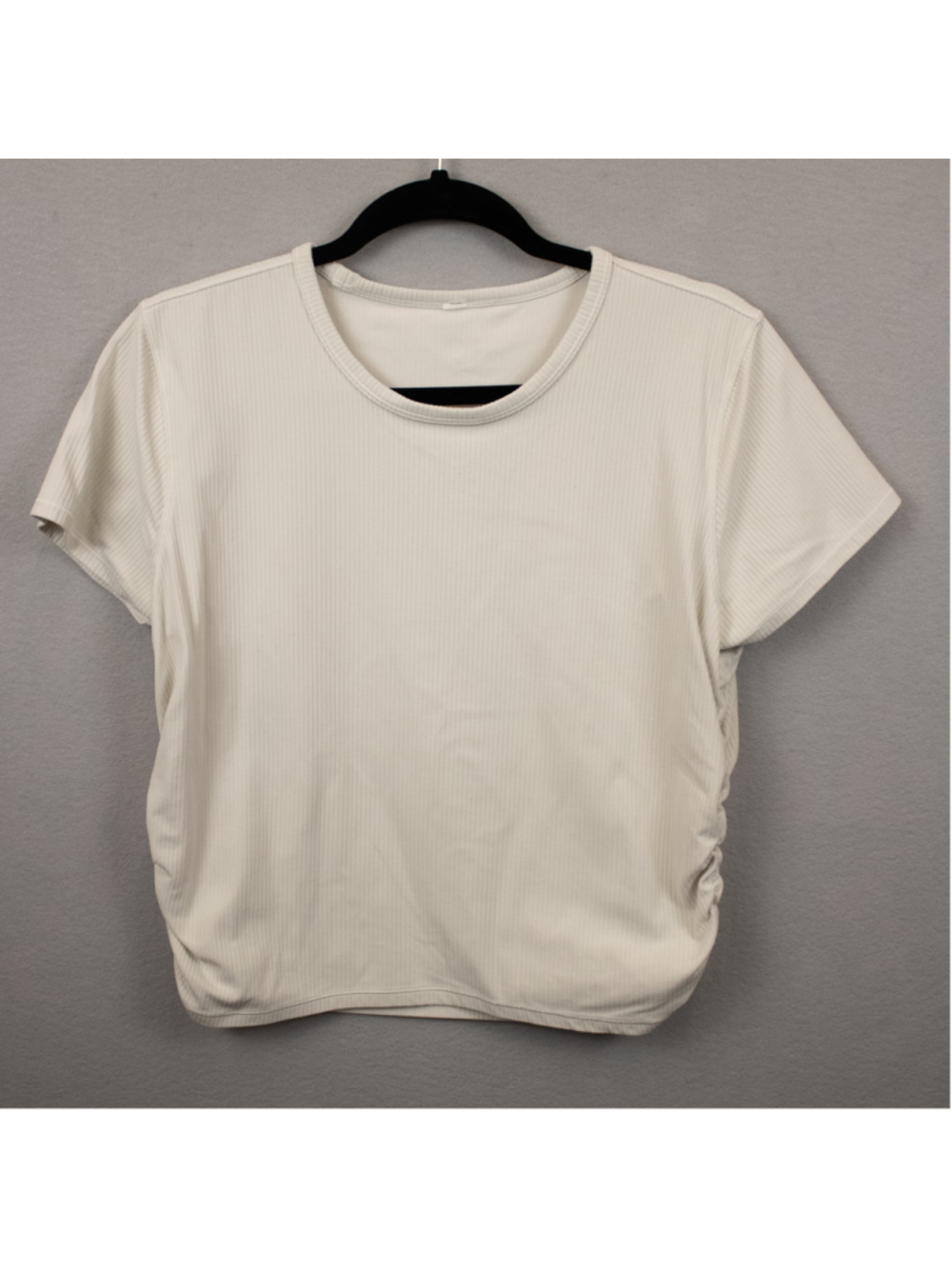 Lululemon All It Takes Ribbed cream ruched shirt sleeve top-14